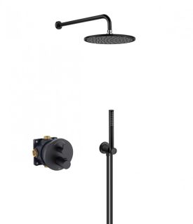 Душевой комплект Kludi Nova Fonte 208313915 с термостатом чёрный матовый